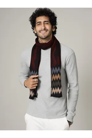 HANDICRAFT PALACE Men Red Ikat Printed Woolen Mufflers