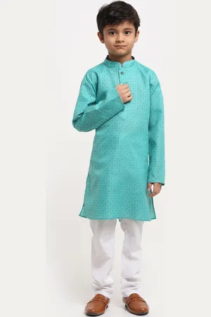 Kraft Boys Teal Printed Regular Pure Cotton Kurta with Pyjamas