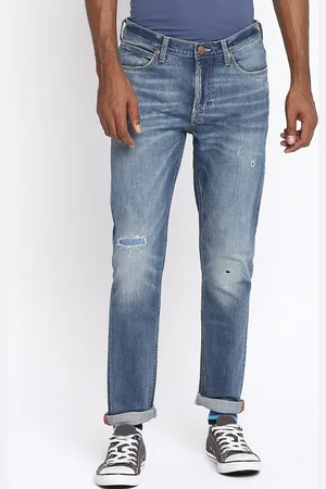 Lee Men Blue Bruce Skinny Fit Mildly Distressed Light Fade Jeans