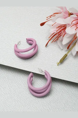 YouBella Women Purple Contemporary Half Hoop Earrings