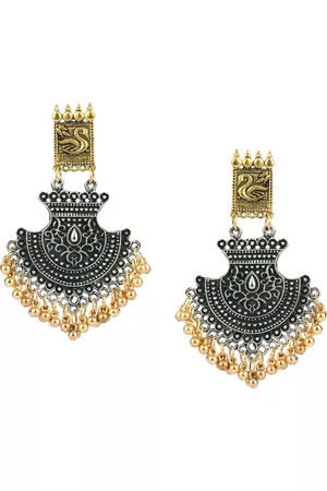 DESI COLOUR Silver-Toned Contemporary Drop Earrings
