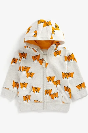 Mothercare Boys Grey Melange Conversational Printed Hooded Sweatshirt