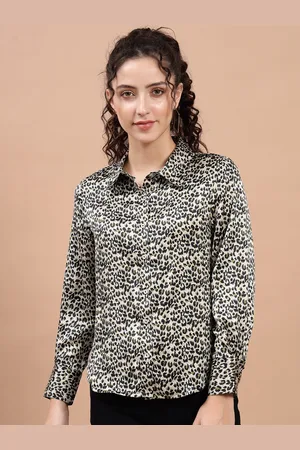 BEATNIK Women Animal Printed Satin Casual Shirt