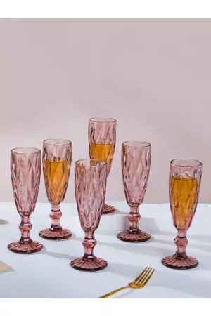 Nestasia Mauve Set Of 6 Textured Crystal Champagne Juice Glass 150 ml Each