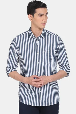 Arrow Men White Slim Fit Striped Casual Shirt