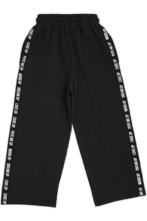 Pepe Jeans Girls Black Cotton Printed Relaxed-Fit Track Pants
