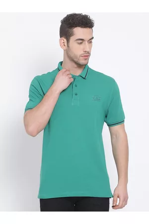 Richlook Men Green Solid Polo Collar T-shirt