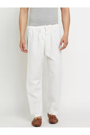 SOJANYA Men Off-white Solid Dupion Silk Pyjamas