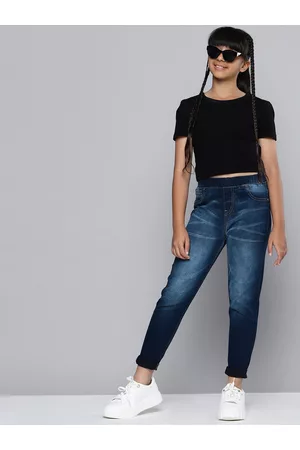 HERE&NOW Girls Blue Slim Fit Clean Look Stretchable Denim Jeggings