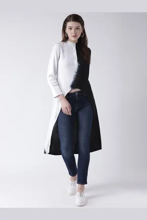 DODO & MOA Women Mandarin Collar Shirt Style Longline Top