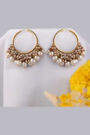 Fida White Gold-Plated Antique Circular Hoop Earrings