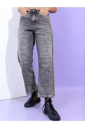 Tokyo Talkies Women Grey Wide Leg Highly Distressed Heavy Fade Jeans