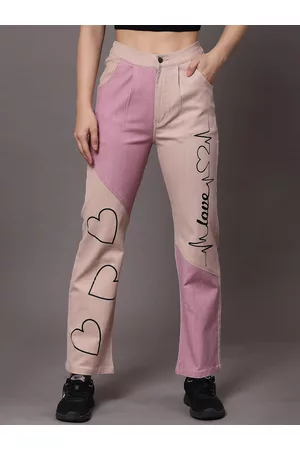 KASSUALLY Women Pink Straight Fit Stretchable Jeans
