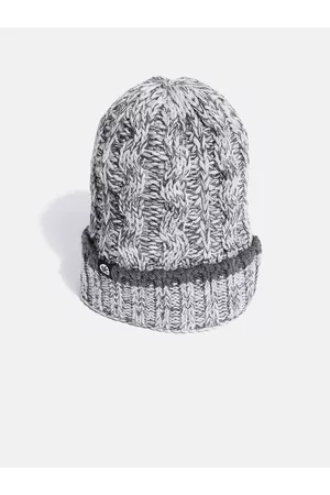 YK Kids Grey Woven Design Beanie