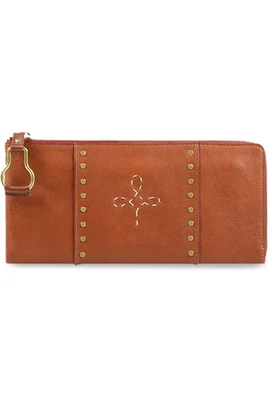 Hidesign Women Tan Brown Leather Solid Zip Around Wallet