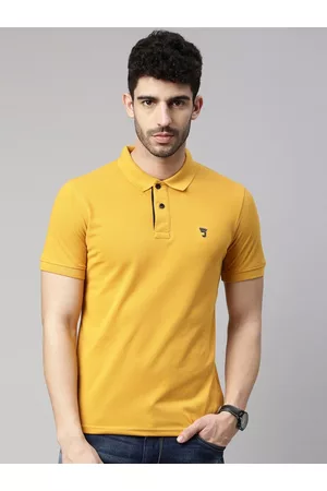 Joven Men Mustard Yellow Polo Collar T-shirt