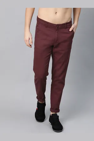 Roadster Men Burgundy Chinos Trousers