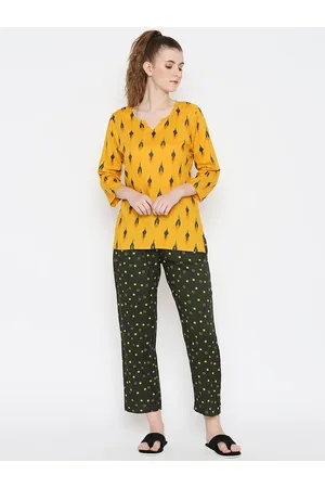 Allen Solly Woman Night Wear, Allen Solly Yellow T-shirt and Track Pants  for Women at allensolly.abfrl.in