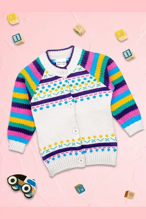 MeeMee Girls Multicoloured Printed Cardigan