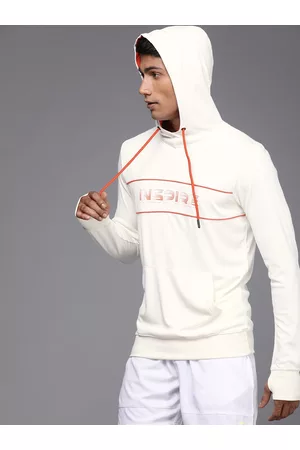 WROGN Men Off -White Typography Printed Hooded Sweatshirt