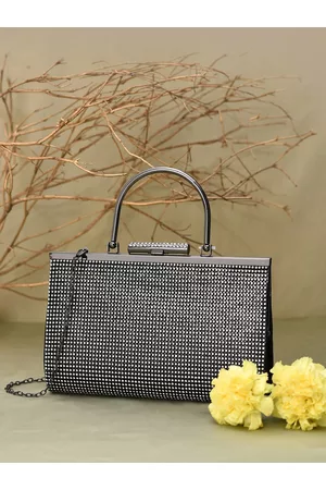 Campus Sutra Black Textured Purse Clutch