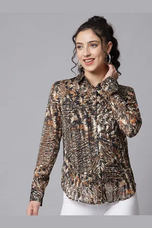 BEATNIK Women Animal Printed Chiffon Casual Shirt