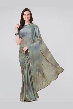 Mirchi Fashion Grey & Green Tie and Dye Saree
