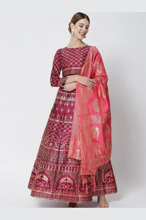DIVASTRI Purple & Gold-Toned Ready to Wear Lehenga Choli With Dupatta