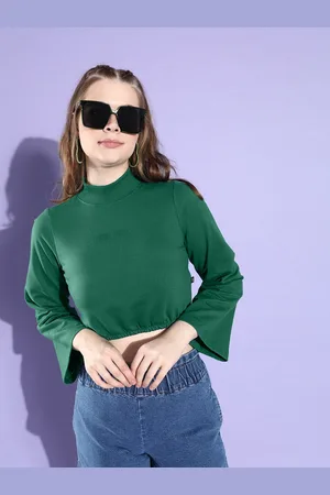 Roadster The Lifestyle Co. Women Printed High Neck Crop Sweatshirt With Cut-Out Detail