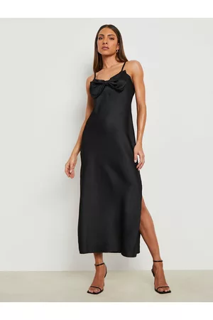 Boohoo Black Satin Finish Maxi Dress