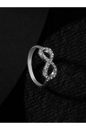 Accessorize London Women Silver-Toned Pave Eternity Ring
