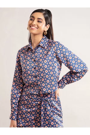 20Dresses Women Blue Regular Fit Floral Printed Casual Shirt