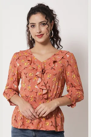 BEATNIK Floral Printed Ruffles Top