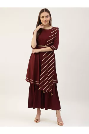 FIORRA Women Striped Empire Kurti with Sharara & With Dupatta