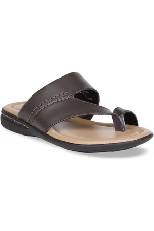 Bata Men Brown Leather Comfort Sandals