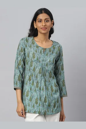 Fabindia Printed Keyhole Neck Top