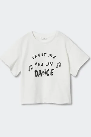 MANGO Girls Typography Printed Pure Cotton Drop Shoulder Sustainable T-shirt