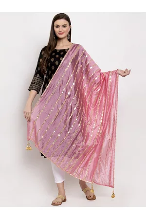 Clora Creation Pink & Gold-Coloured Striped Dupatta