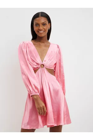 Dorothy Perkins Pink Solid Satin A-Line Mini Dress