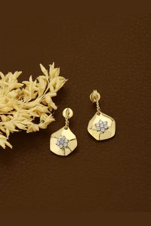 Carlton London Women Gold Plated Geometric Drop Earrings