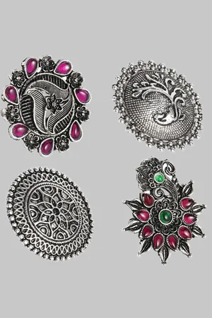 Kord Store Set Of 4 Sterling Silver Rhodium-Plated Oxidized Finger Ring