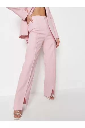 Missguided Western Bottoms  Buy Missguided Pink Outside Split Hem Slim Leg  Trousers Online  Nykaa Fashion