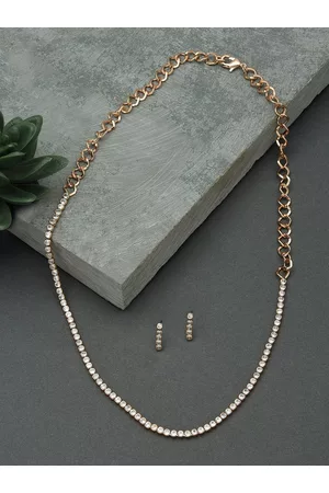 Zaveri Pearls Rose Gold-Plated CZ Studded Jewellery Set
