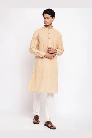 Fabindia Men Beige Long Kurta