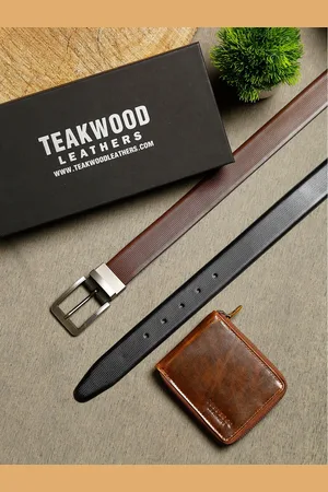 Teakwood Leathers Men Brown Leather Accessory Gift Set