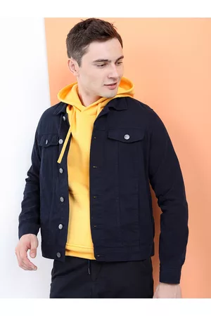 Highlander Men Navy Blue Solid Denim Jacket