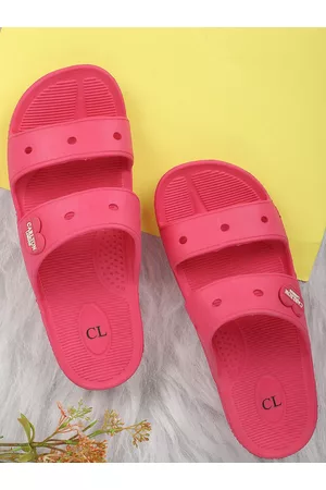 Carlton London Women Fuchsia Solid Sliders