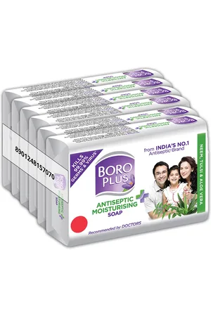BOROPLUS Set of 6 Antiseptic & Moisturising Soap with Neem Tulsi & Aloe Vera - 125 g Each