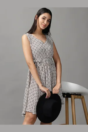 SHOWOFF Women Brown & White Printed Dress
