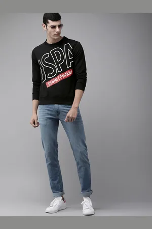 Ralph Lauren U S Polo Assn Denim Co Men Black Printed Sweatshirt